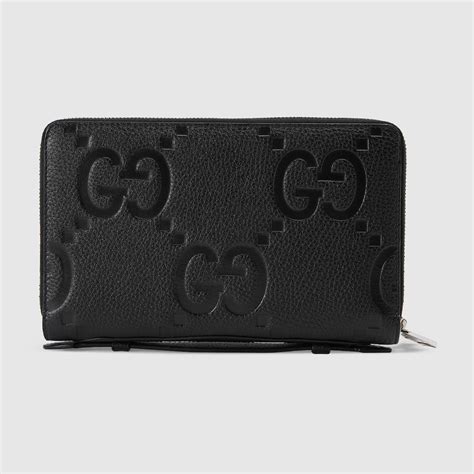 Jumbo GG travel document case in black leather 